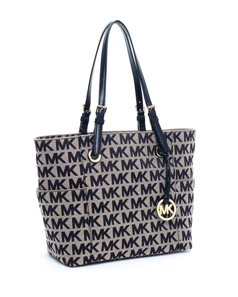 michael michael kors handbag block monogram signature tote|michael kors tote bag black.